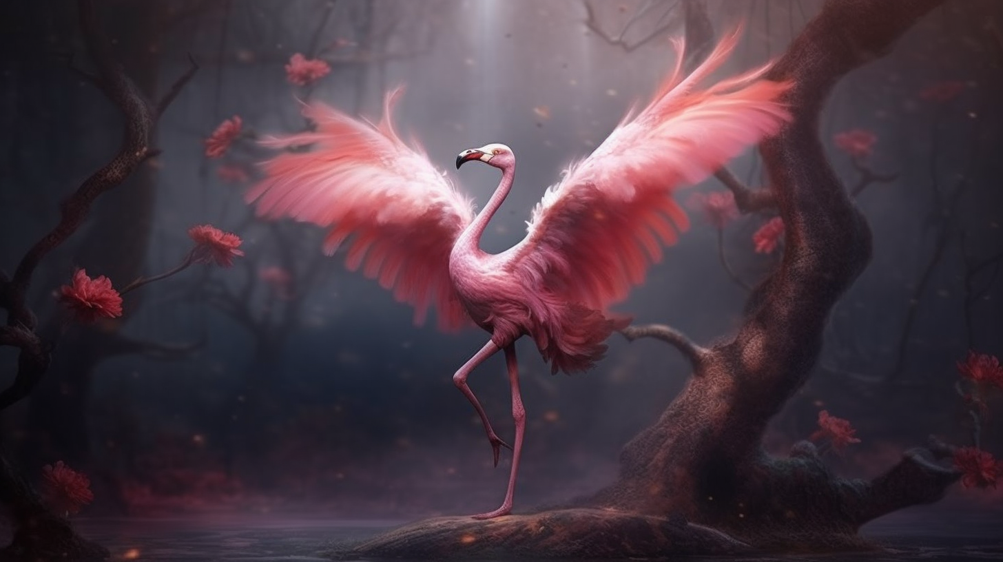 Glorious anatomically inaccurate balancing flamingo